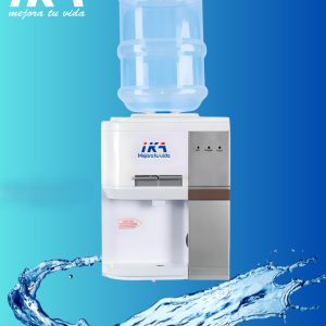 Dispensador de agua eléctrico blanco con ventilador electrónico de sobremesa para bidones de 10 y 20 litros
