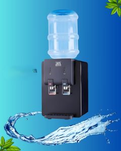 Dispensador de agua de sobremesa negro Vitalina con bidón y sistema de doble llave para agua fría y caliente
